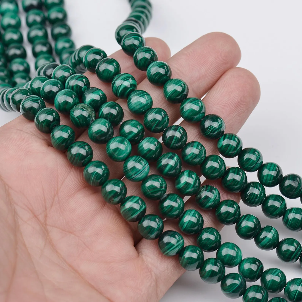 Beads Creation - Wholesale Beads - Green Malachite Beads Natural AAA 8mm Strand GRN5742