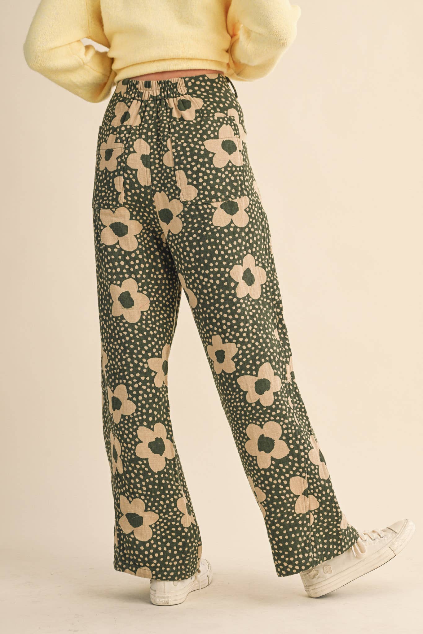 &MERCI - Wholesale Pants - Women's - FLORAL PRINT HIGH WAISTED PANTS MP421425