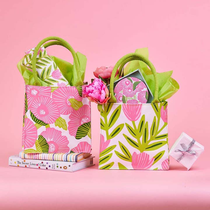 rockflowerpaper - Wholesale Gift Bag - PINK DELIGHT Itsy Bitsy Reusable Gift Bag Tote