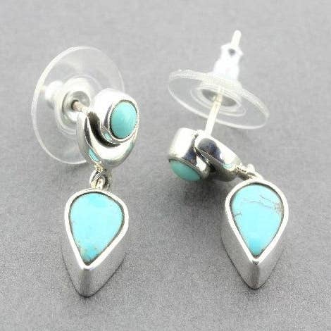 Silver Moon Drop Earrings - Turquoise for wholesale by Makers & Providers