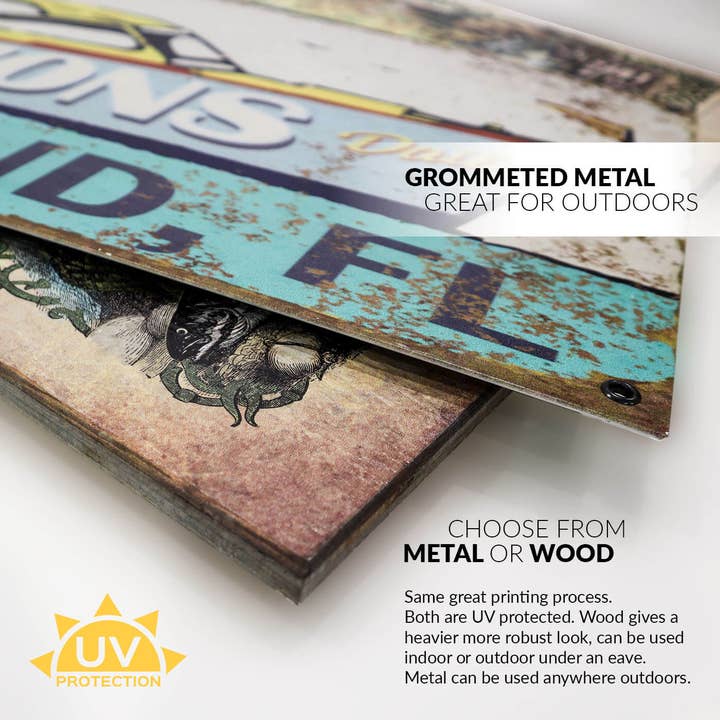 Old Wood Signs - Wholesale Sign - Sailfish Marina - Wood & Metal Wall Art