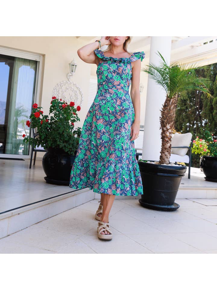 Arifah Studio - Wholesale Dress - Women's - Sari Dress - Turquoise Batik4