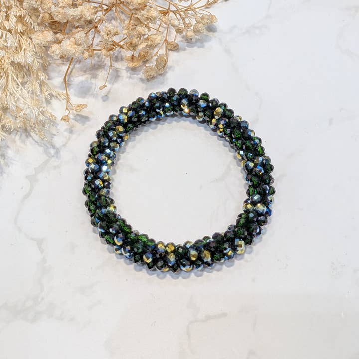 LOLO & YAYA - Wholesale Schakelarmband - Kristaleffect armband in groentint8