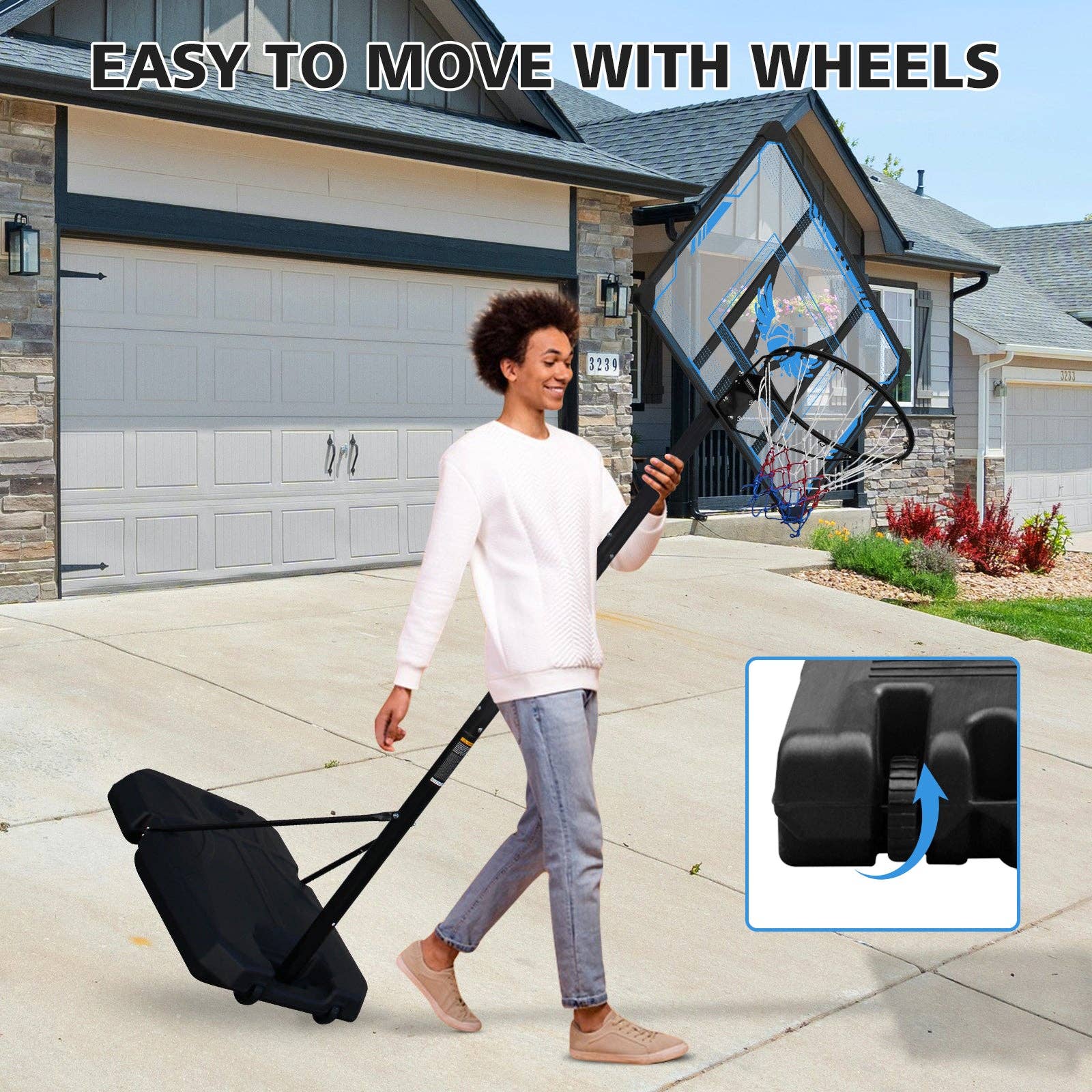 39F Inc. - Wholesale Sporting Accessories - Adjustable Basketball Hoop, 4.74-10 FT, Portable Stand5