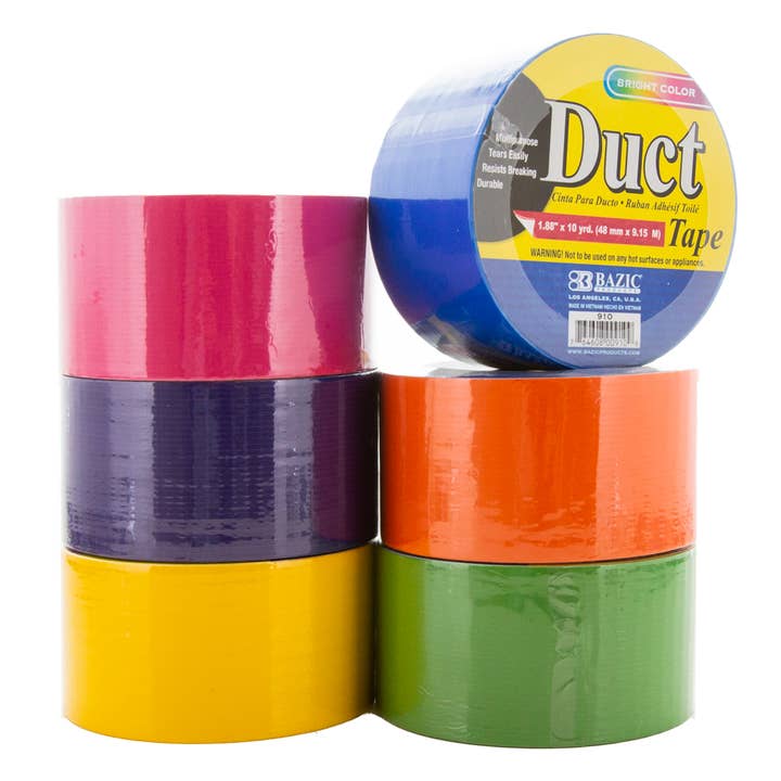 1.88" X 10 Yard Assorted Fluorescent Colored Duct Tape for wholesale by BAZIC Products