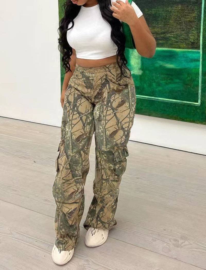 safistyle – wholesale Pants – Women's – Camo Cargo Pants0
