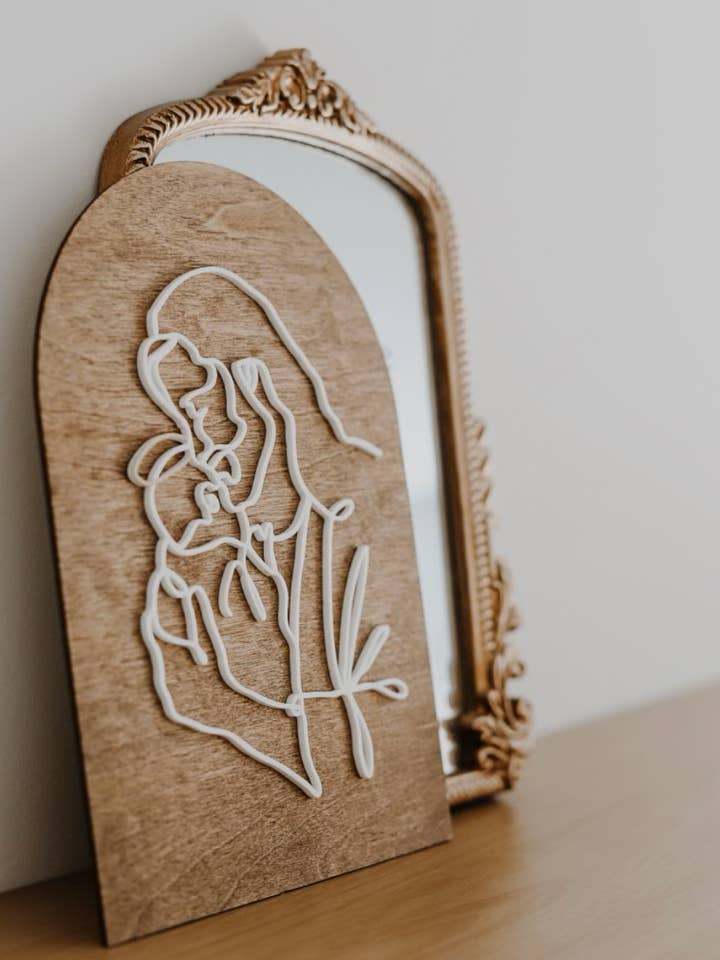 jesus and angel baby wooden sign for wholesale by Rooted Grace Co