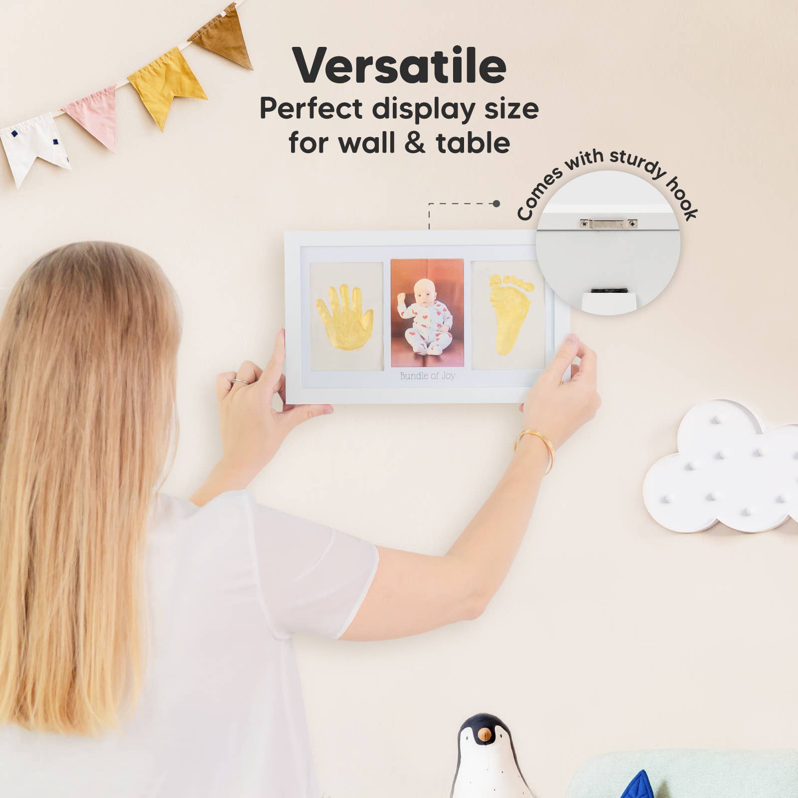 Blanc alpin KeaBabies Baby Handprint, Footprint KeaBabies Duo Frame en vente sur Faire8