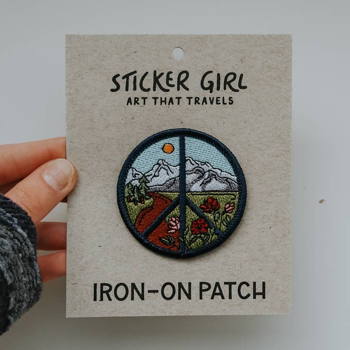 Circle Peace Embroidered Iron On Patch for wholesale by Sticker Girl