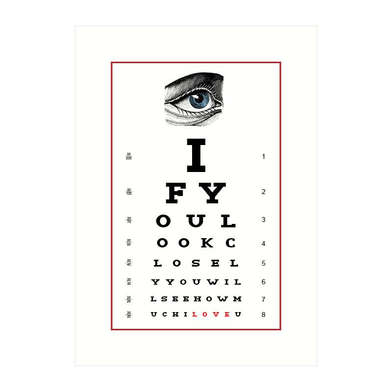 Lucca Paperworks – Engroshandel Kærlighedskort – Eye Chart | Kærlighed lykønskningskort1