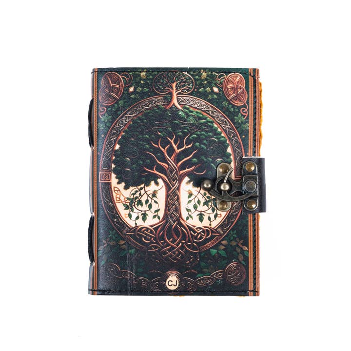 R K Handicrafts and Exporters - Wholesale Journal/Diary - Leather Journal Notebook with Vintage Paper Tree Print