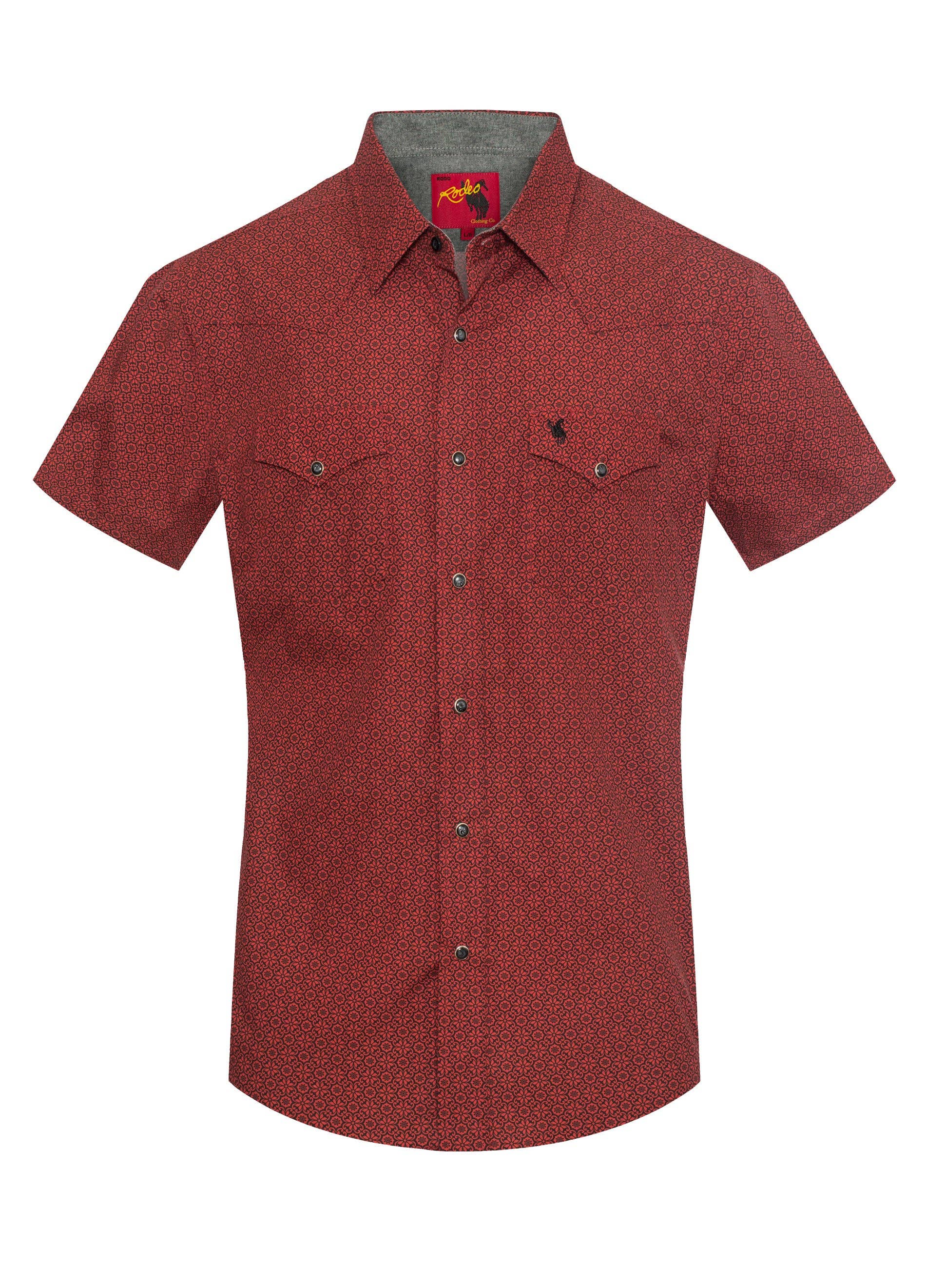 Rodeo Clothing – Camisa de botões - Homem por atacado – Camisa de Homem de Manga Curta com Botões de Pressão e Estampa-PS100S-10960