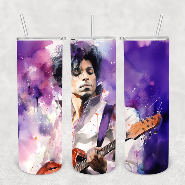 Prince Purple Background with Guitar 20oz Tumbler for wholesale by Knotted Gypsy Designs