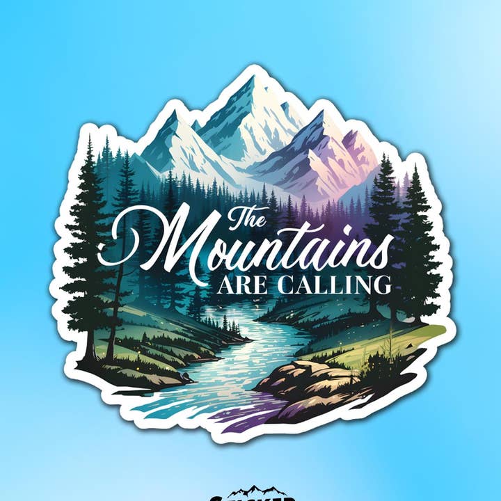 The Mountains are Calling Vinyl Sticker for wholesale by Sticker Lodge