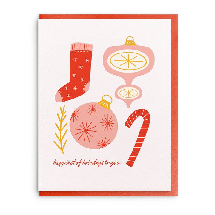 Happiest of Holidays, Letterpress Christmas Card for wholesale by Dahlia Press