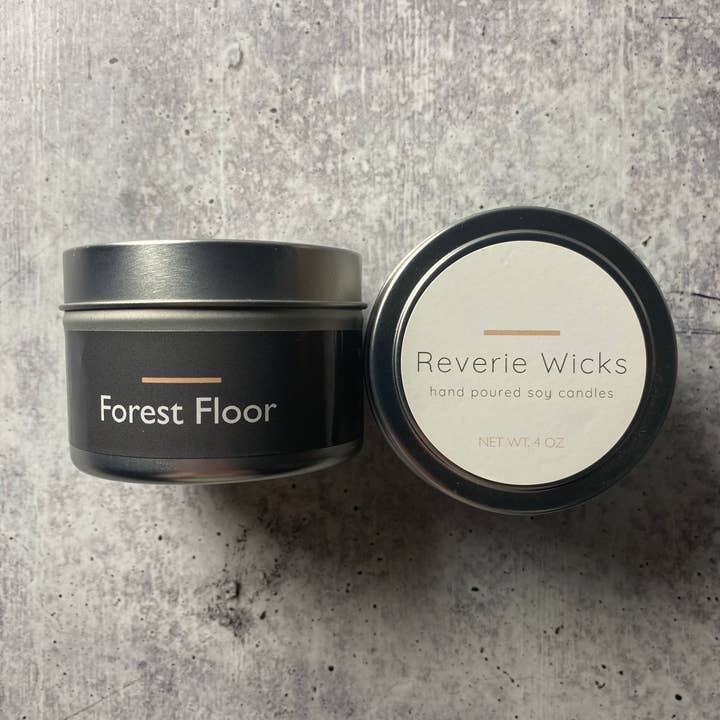 Reverie Wicks - Wholesale Travel Candles - 4 oz Forest Floor Forest Scented Soy Travel Candle