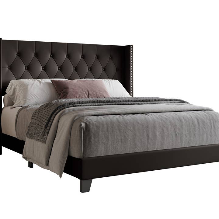 Home Design - Wholesale Bed - Homer Button-Tufted Wingback Upholstered Panel Bed Frame2