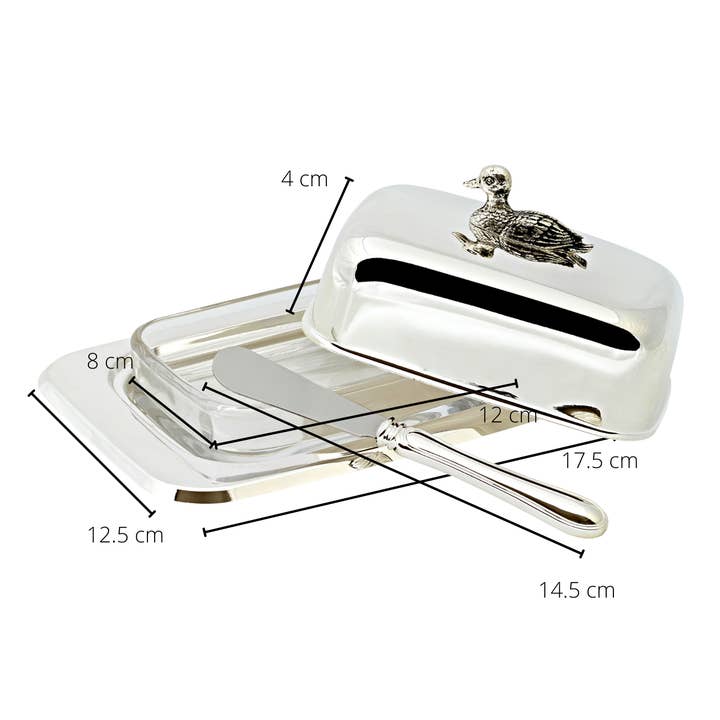 EDZARD – Großhandel Butterdosen – Butterdose Ente 13x18 cm, H 8 cm, Glaseinsatz
