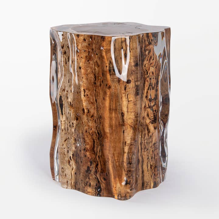 Table Tabouret en Souches de Bois de Santal - Ondulation pour la vente par Lumière Creation