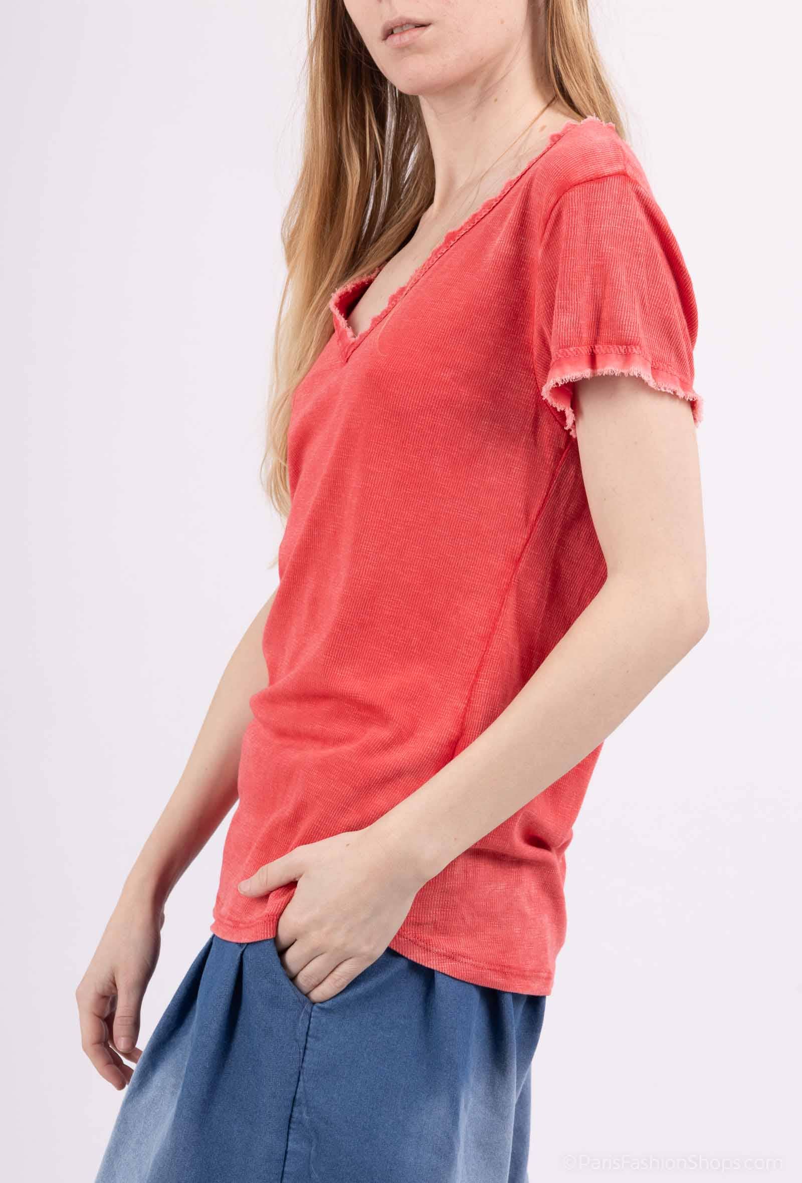 Pépouz' Paris - Wholesale T-Shirt - Women's - Washed cotton short-sleeve T-shirt PT250417