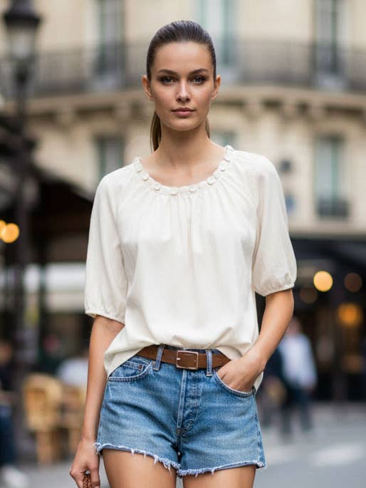 BUTTON FRONT DETAIL BLOUSE for wholesale by VAVA by Joy Han