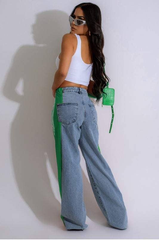 Queen Fashion - Vente Pantalon – femme - pantalon rayé à jambes larges2