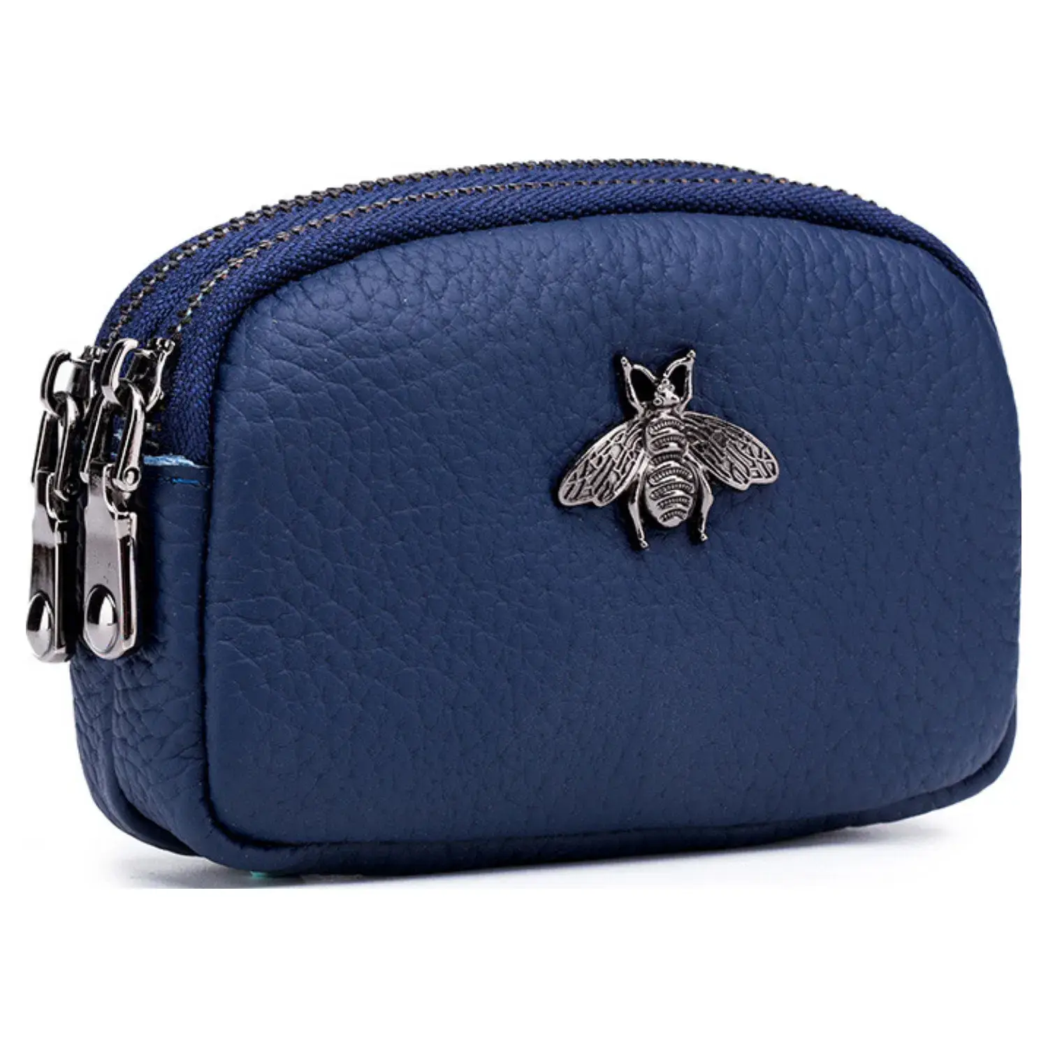 Superbia – wholesale Myntväska - Dam – Äkta läder dubbel dragkedja Bee myntväska8