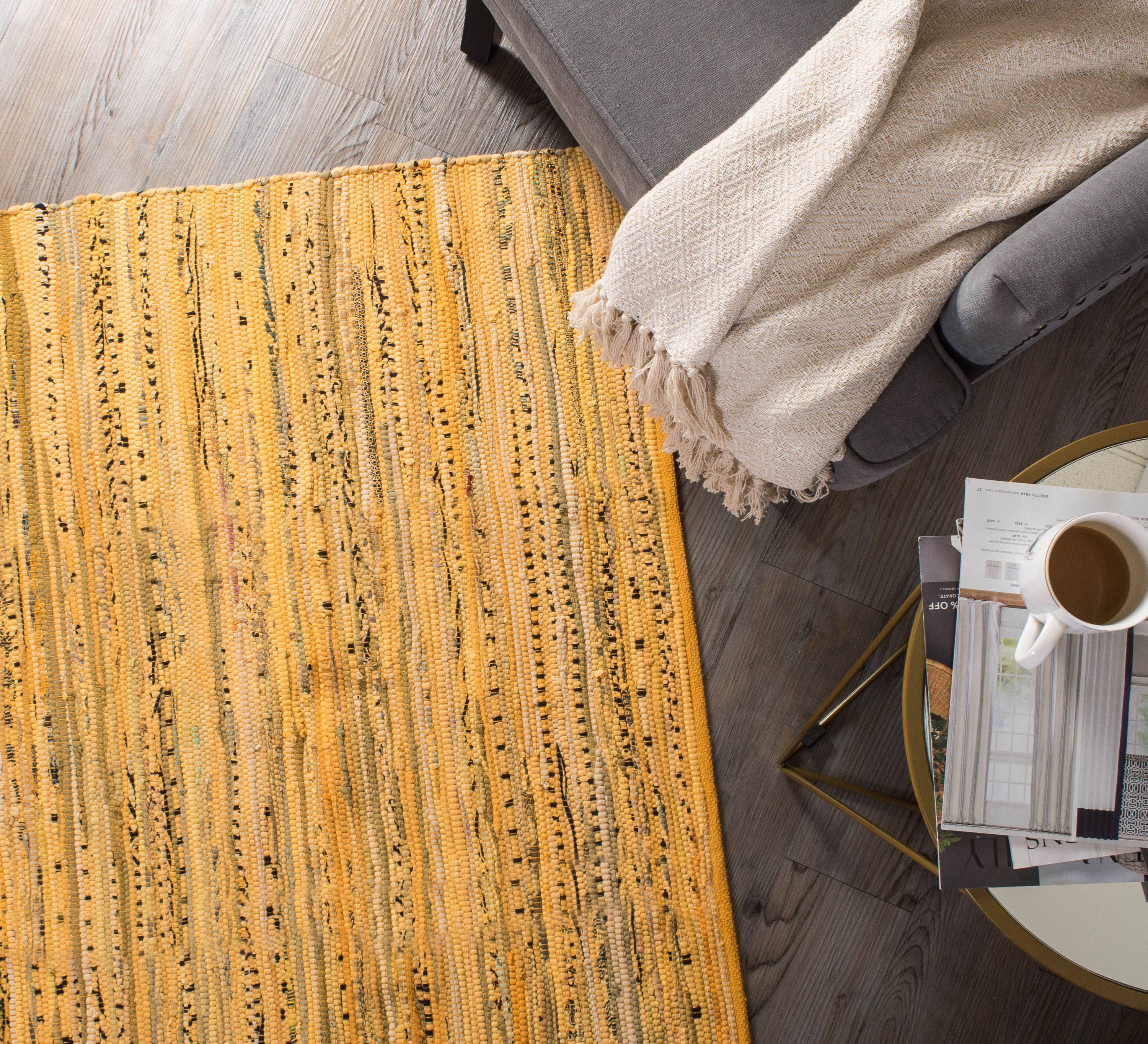 Welcome Home Unbeatable Deals - Wholesale Area Rug - Multi Mustard Rag Rug 4X6 Ft4