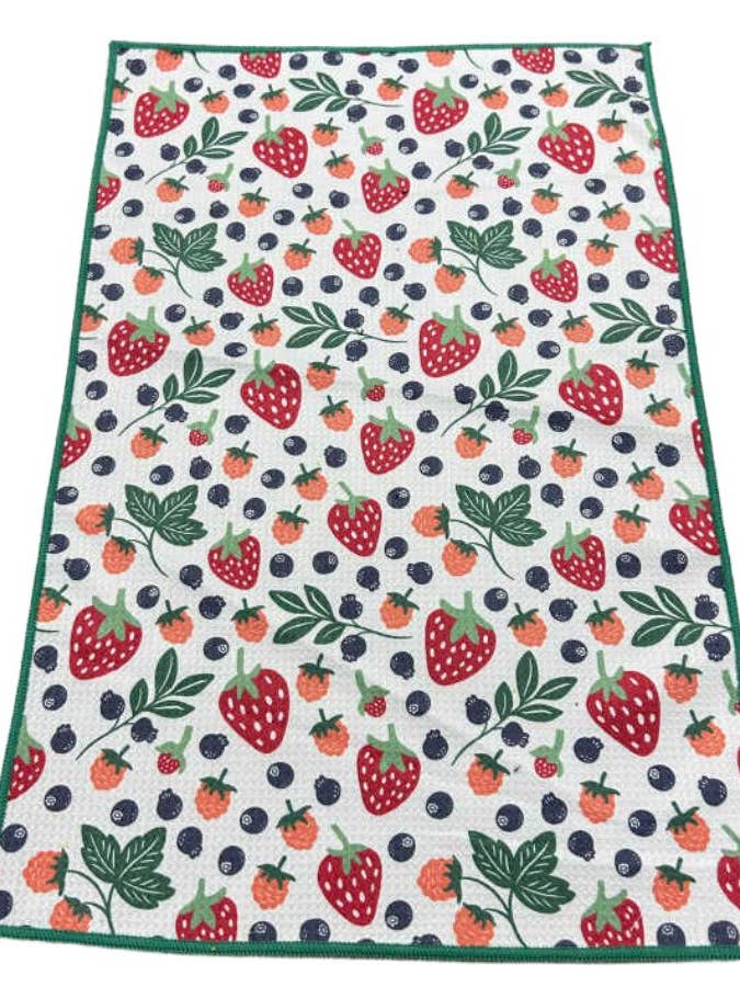 Microfiber Waffle Kitchen Towel- Wild Berries for wholesale by Skogsbarn