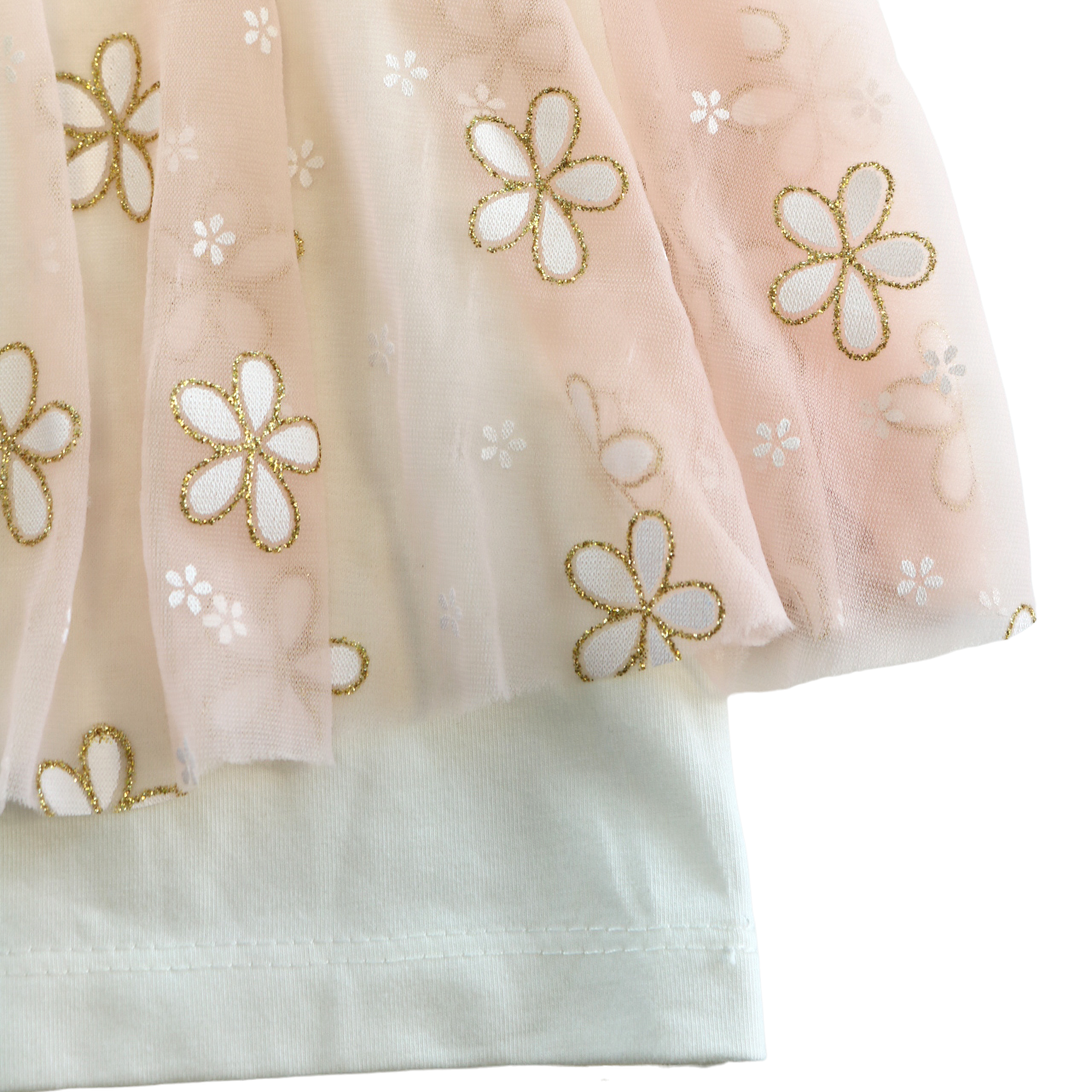 Doe a Dear - Wholesale T-Shirt - Kids - S15 13068 2-In-1 Glitter Floral Mesh Top (2 Colors)1