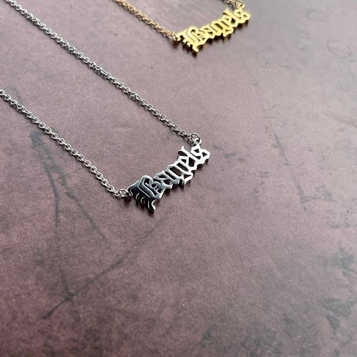 Collar palabra bagels acero inoxidable plata oro judío para venta al por mayor de The Silver Spider