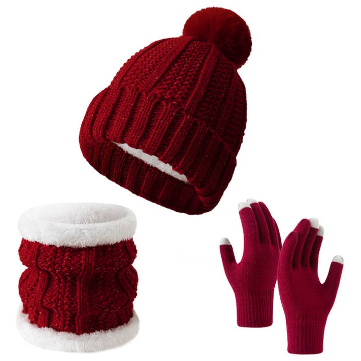 3-Piece Knit Winter Set with Hat, Gloves, and Neck Warmer
for wholesale by AK Brand