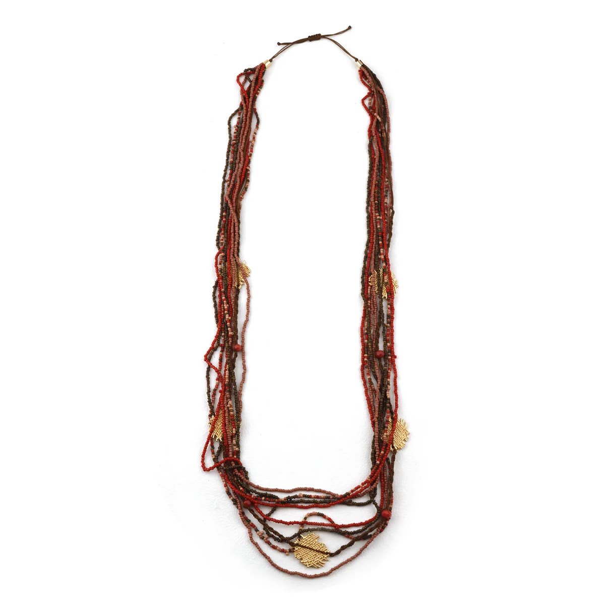 Domoflor s.l - Wholesale Beaded/Pearl Necklace - 🍁✨ Long Layered Necklace with Beads and Golden Leaves 🌿1