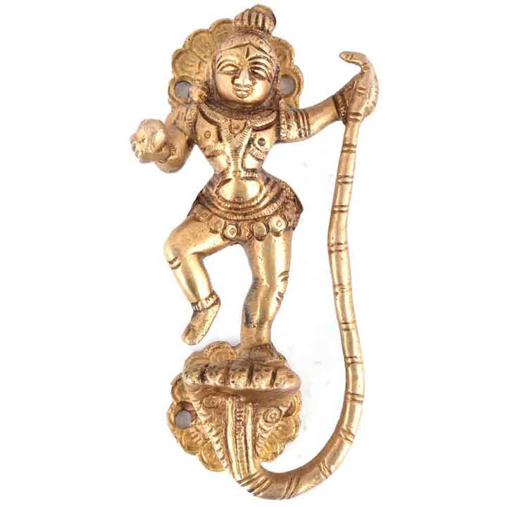 1 Piece Brass Krishna Snake Dresser Handles (Gold) for wholesale by Daana Paani LLC