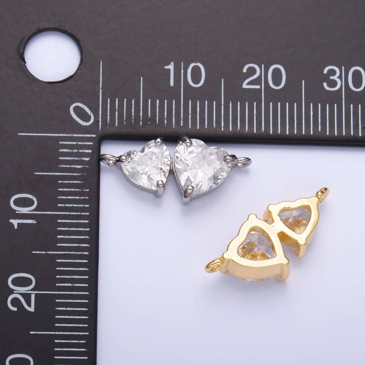 Aim Eternal – Engroshandel Håndværk forsyninger – 24K Guld Fyldt Dobbelt Hjerte CZ Forbinder i Guld & Sølv | Y0034