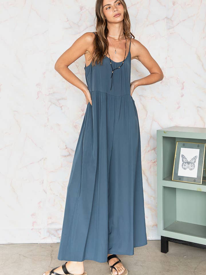 mittoshop - Wholesale Jumpsuit - Women's - WIDE LEG SLEEVELESS SCOOP NECK JUMPSUIT