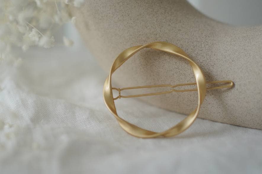 Bohomane - Vendita all'ingrosso Fermaglio per capelli - Donna - Fermaglio per capelli rotondo Calie in oro opaco intrecciato1