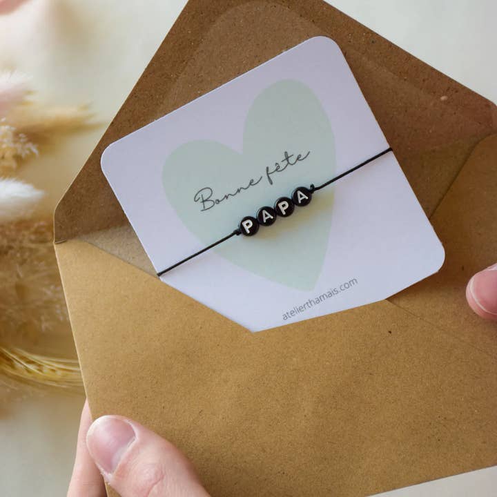 Atelier Thamaïs – Engroshandel Perlearmbånd – Armbånd på kort "Glædelig fars dag"
