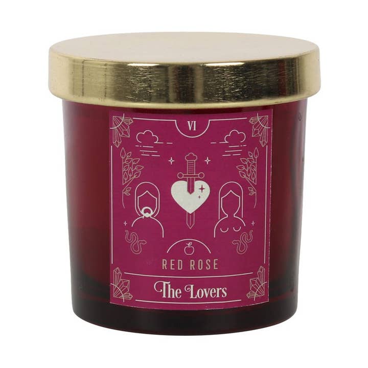 The Lovers Red Rose Tarot Card Candle for wholesale by Something Different Wholesale
