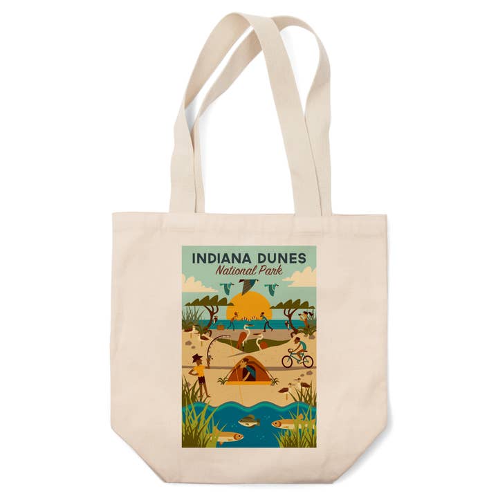 ORGANIC TOTE BAGS Indiana Dunes National Park Geometric for wholesale by Lantern Press