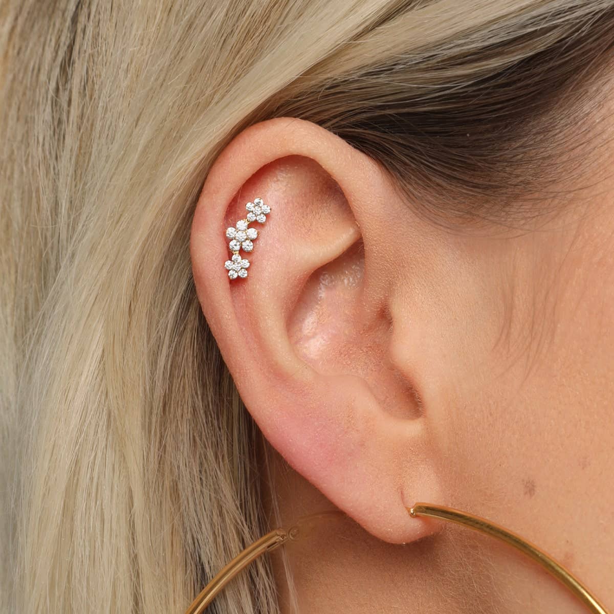 Schmuckgroßhandel - Wholesale Single Earring - Flowerish Piercing | Titanium2