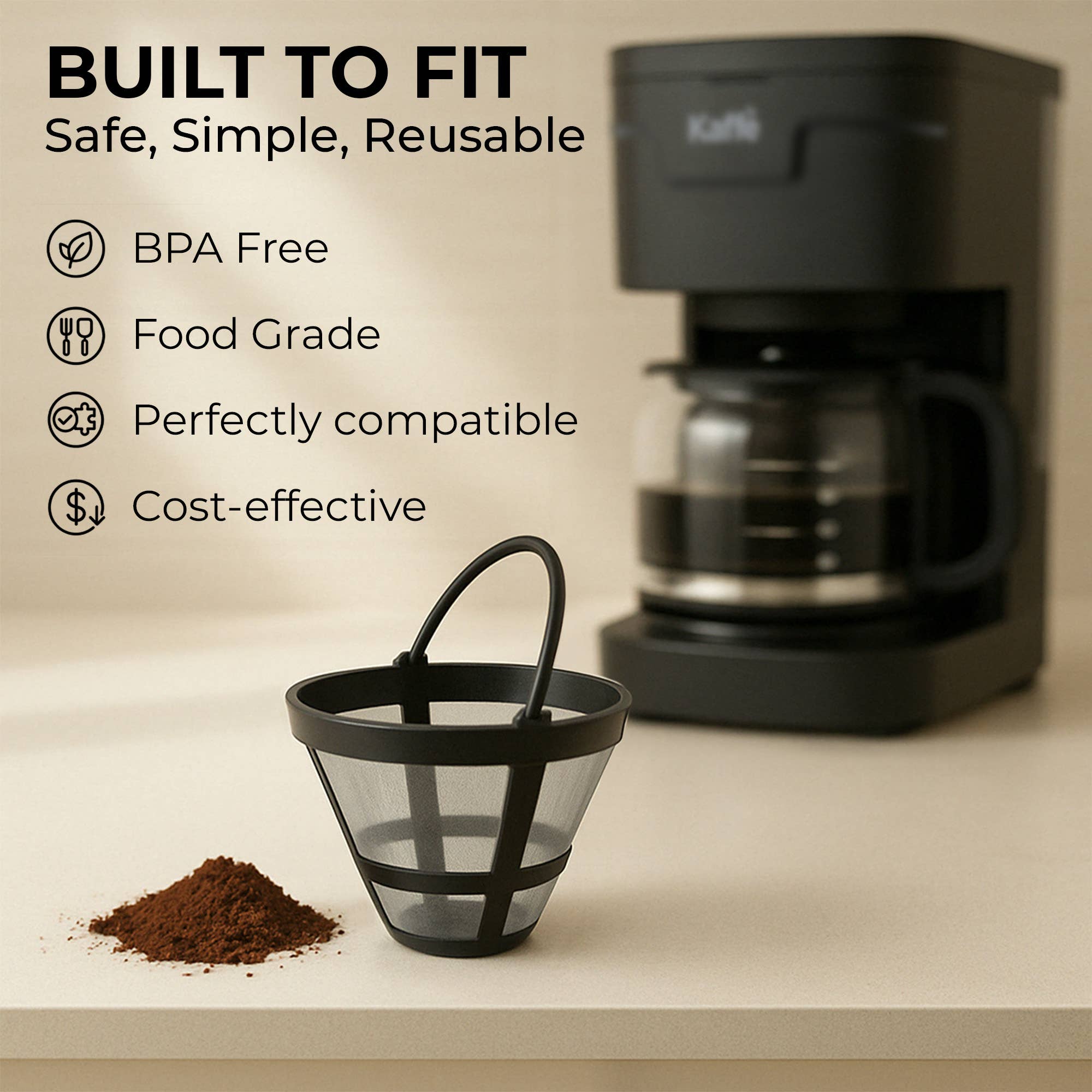 Kaffe - Vendita all'ingrosso Filtri caffè - Filtro permanente universale per caffè Kaffe – Filtro a rete riutilizzabile per macchine da caffè da 5 tazze2