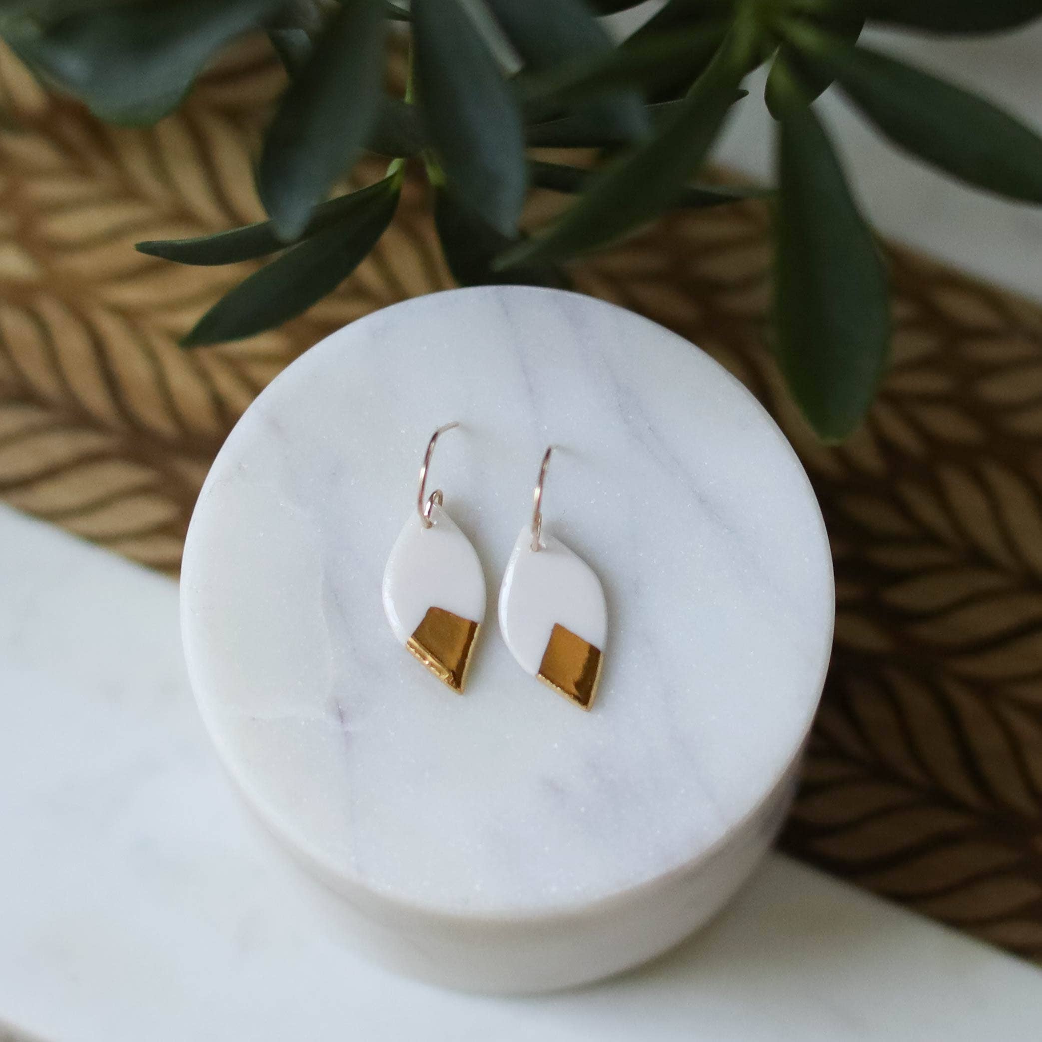 Remnant Studios - Wholesale Dangle Earrings - leaf earrings with gold accent2