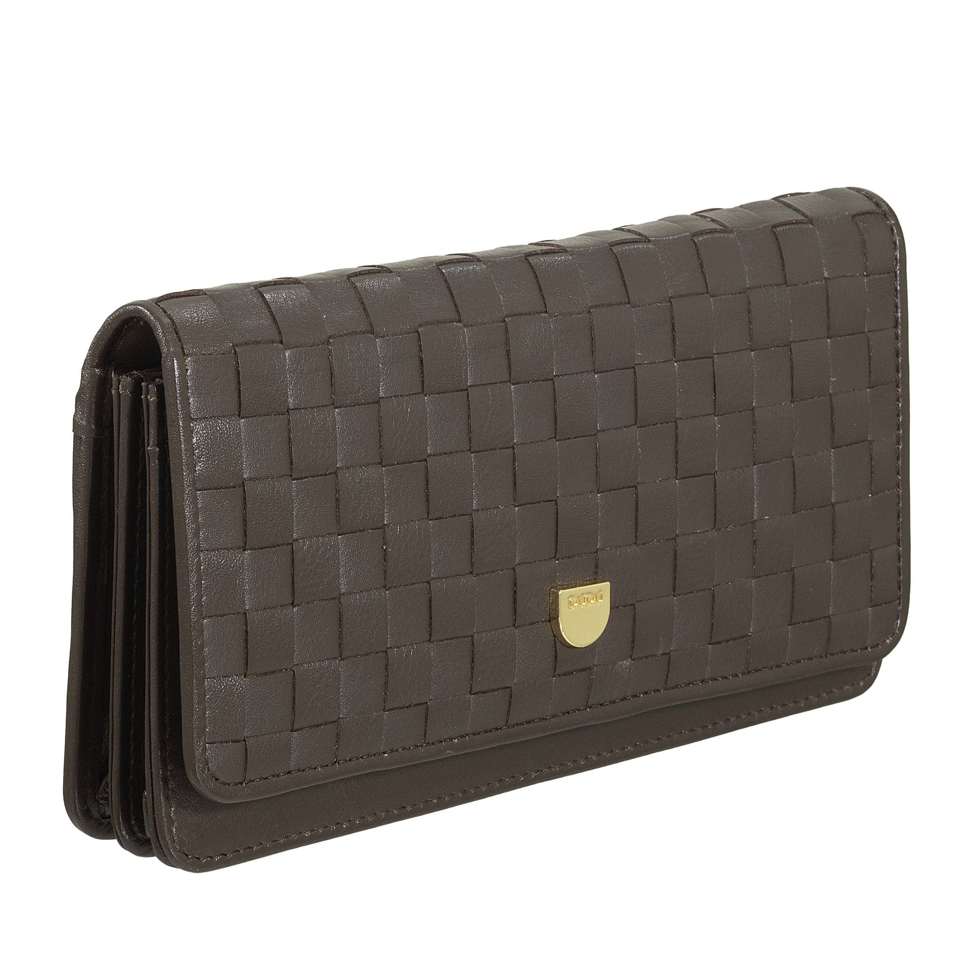 dudu – Engroshandel Tegnebog - Dame – Dudu Kvinders Læderflettet Pung Kreditkortholdere Brun2