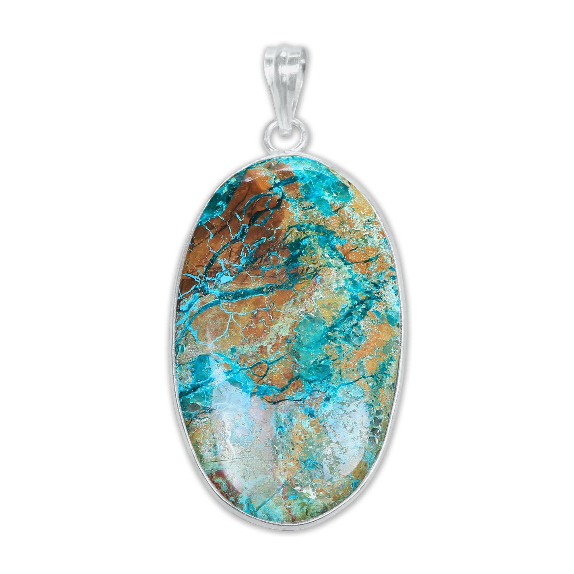 Handmade Jewels - Wholesale Individual Charm/Pendant - Chrysocolla Minimalist Pendants -  Handmade, Silver-Plated Brass, Wholesale4