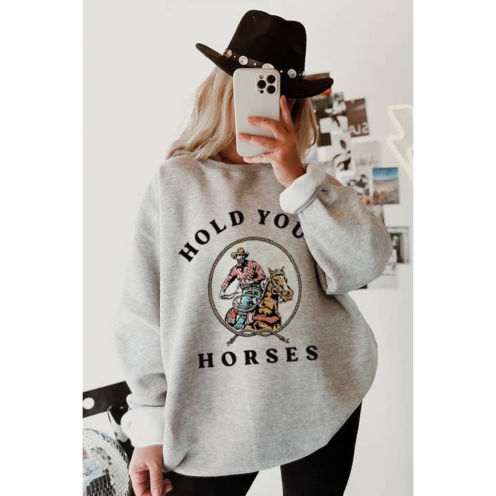 HOLD YOUR HORSES GRAPHIC SWEATSHIRTS for wholesale by Illustrated Society