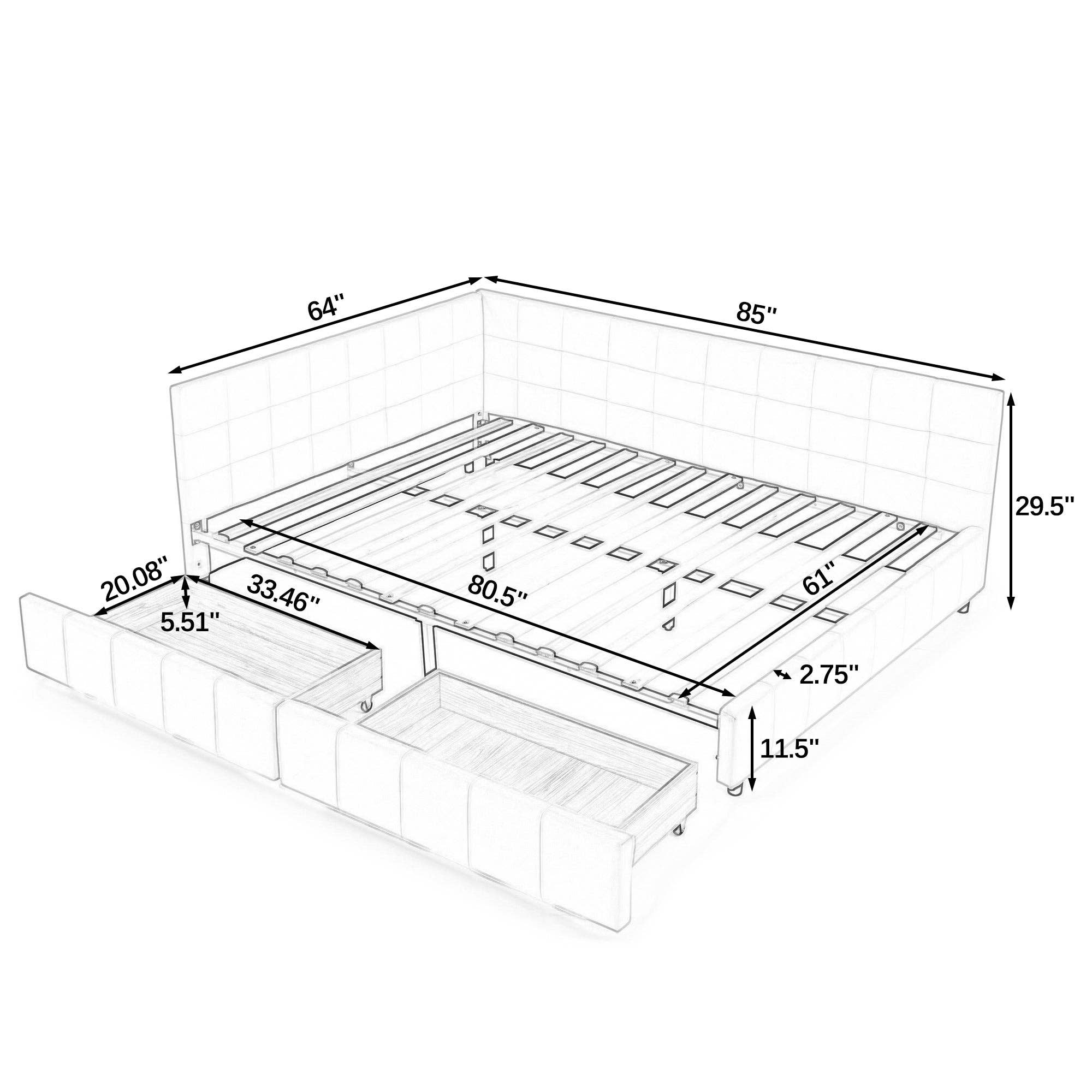 HOMYCASA DESIGN INC - Wholesale Bed - Queen Size Velvet Storage Bed FrameSofaBed&Backrest&Armrests4