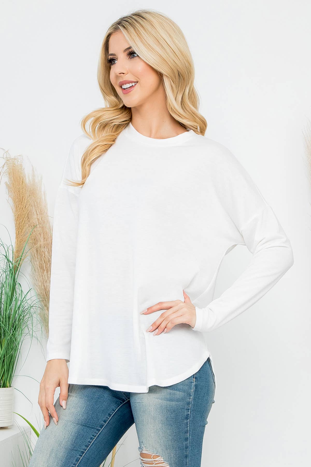 You & Me - Vente Tunique – femme - HAUT EN MOLLETON À MANCHES LONGUES YMT20090V ET OURLET ARRONDI18