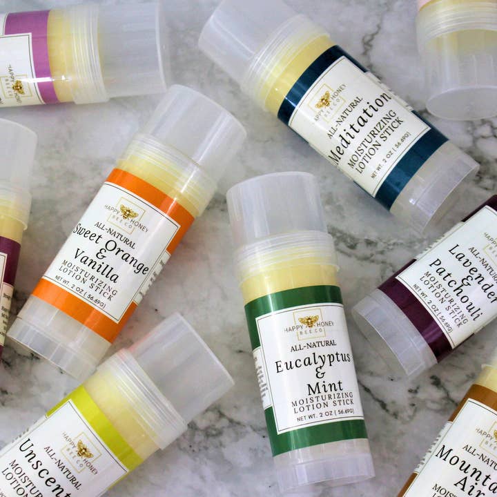 Stick de lotion solide pour la vente par Happy Honey Bee Co.