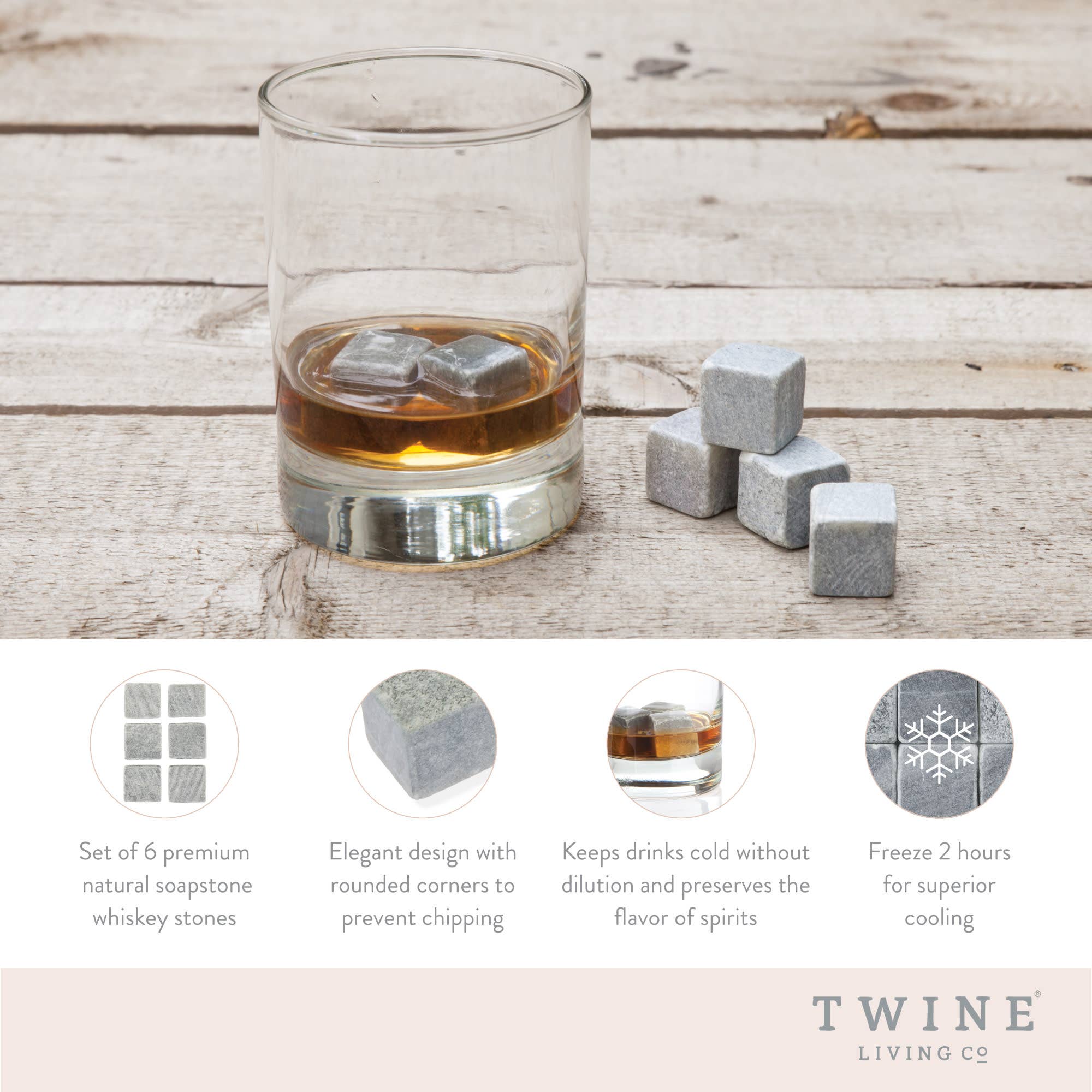 Grey Glacier Rock Cooling Stones Set of 6 for wholesale on Faire4